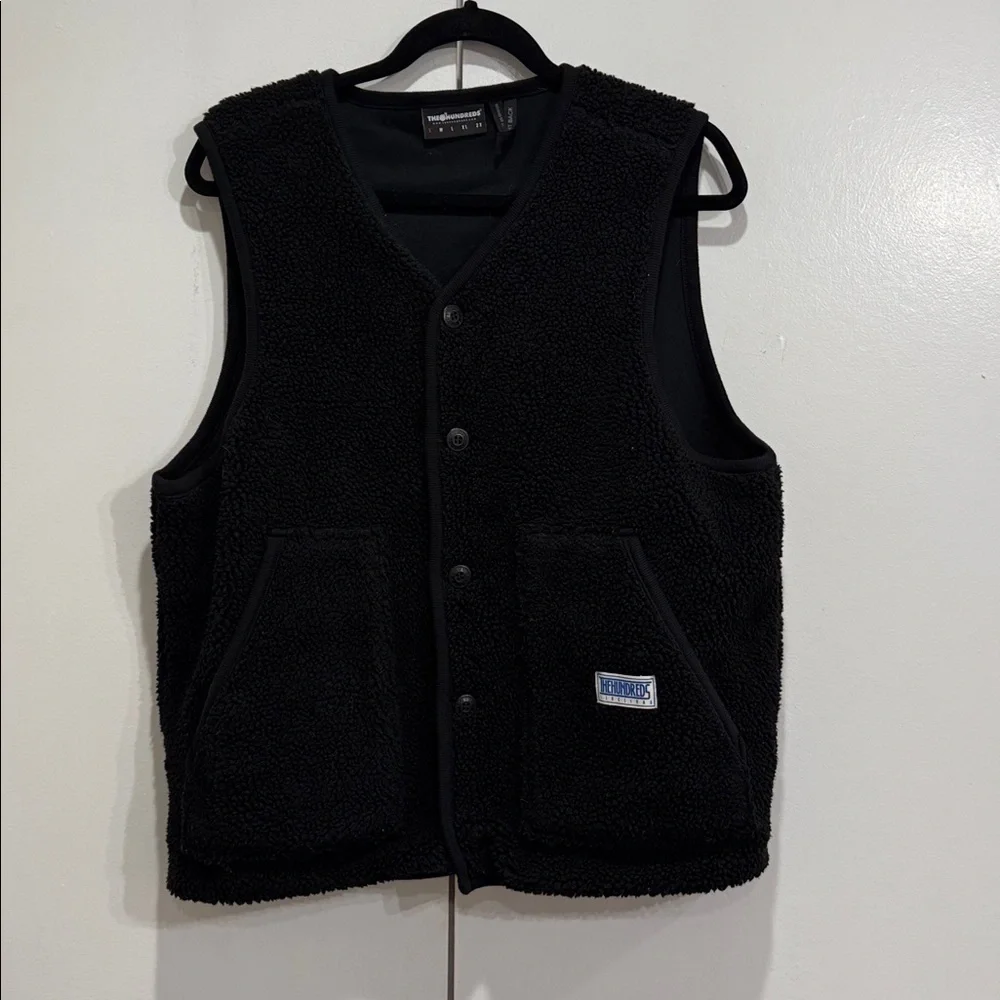 The Hundreds Toddy Men’s Sherpa Black Vest Size Small
